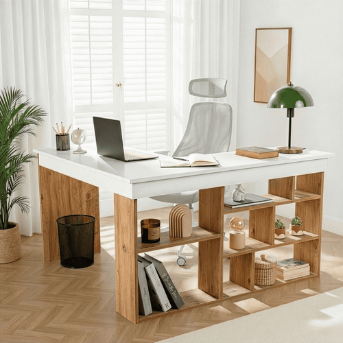 Bureau D'angle Avec 8 Niches De Rangements  L130 Cm