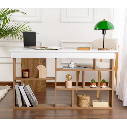 Bureau D'angle Avec 8 Niches De Rangements  L130 Cm