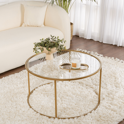 Table Basse Ronde Plateau En Verre D80 Cm