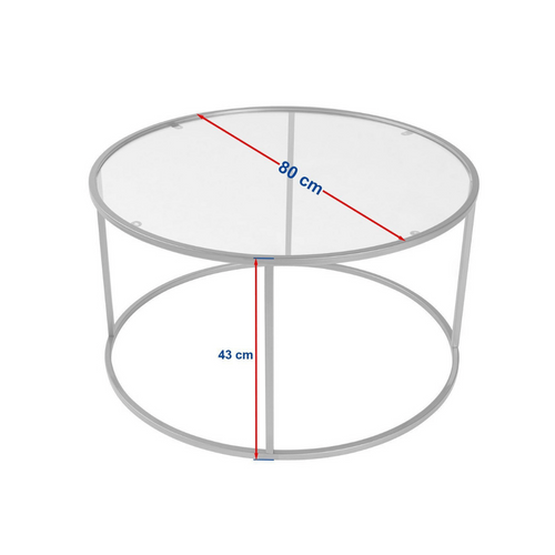 Table Basse Ronde Plateau En Verre D80 Cm