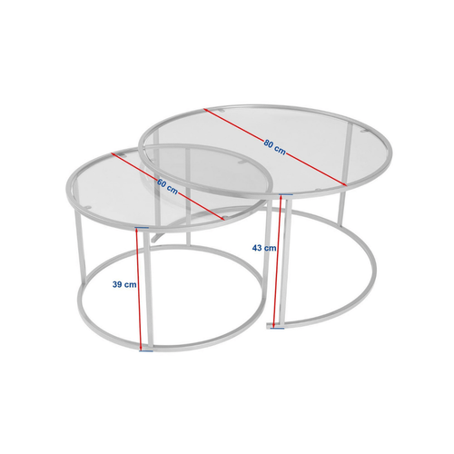 Lot De 2 Tables Basses Gigognes D80 Cm