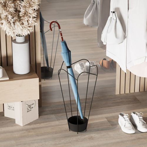 Porte Parapluie Forme Tulipe Ajourée En Métal Noir H60 Cm
