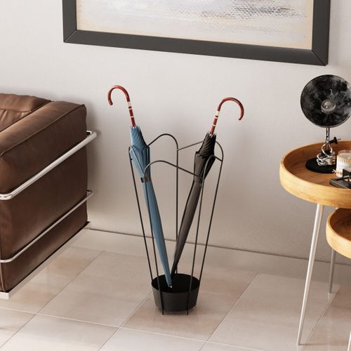 Porte Parapluie Forme Tulipe Ajourée En Métal Noir H60 Cm