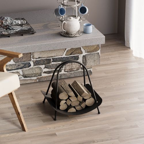 Range Bûches Design En Métal Noir H50 Cm