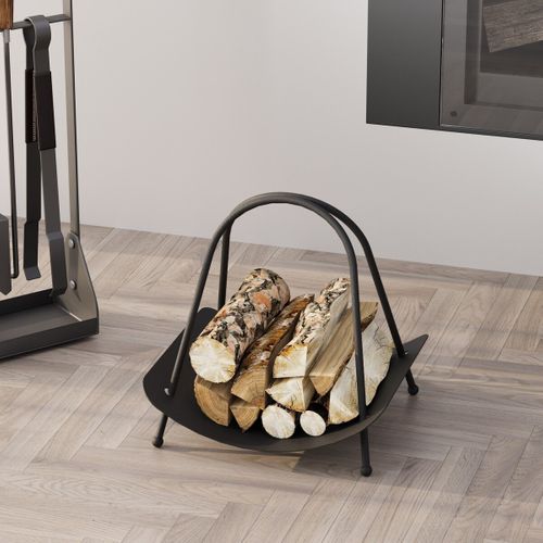 Range Bûches Design En Métal Noir H50 Cm