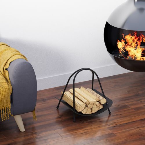 Range Bûches Design En Métal Noir H50 Cm