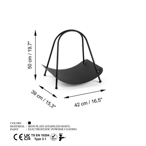 Range Bûches Design En Métal Noir H50 Cm