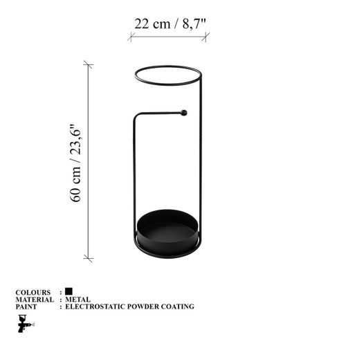 Porte Parapluie En Métal Noir H60 Cm