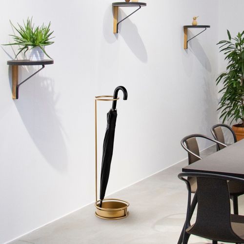 Porte Parapluie Avec Base Circulaire En Métal Doré H75cm