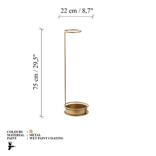 Porte Parapluie Avec Base Circulaire En Métal Doré H75cm