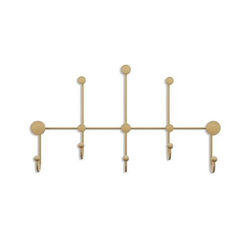 Porte Manteaux Mural 8 Patères En Métal Doré H45cm