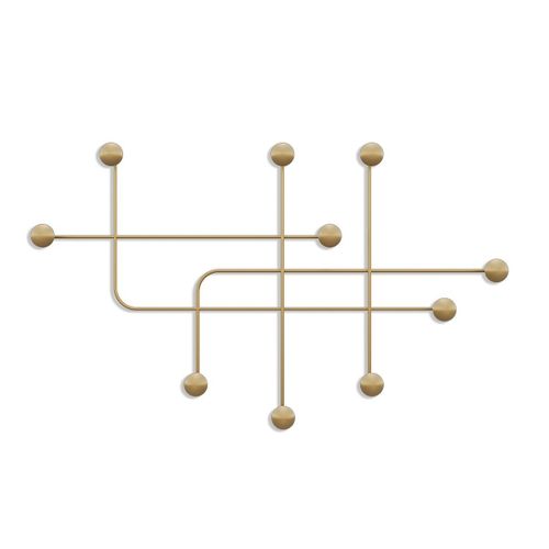 Porte Manteaux Mural 9 Patères En Métal Doré H64 Cm