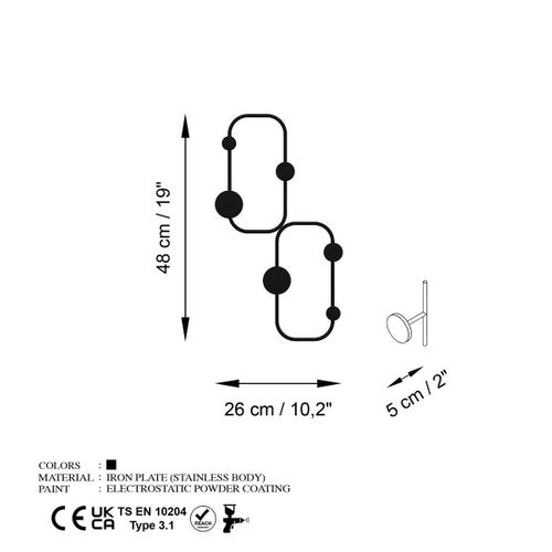 Porte Manteaux Mural En Métal H48 Cm