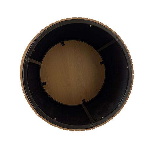 Table Basse Ronde Avec Pied à Lattes Décor Bois H40 Cm