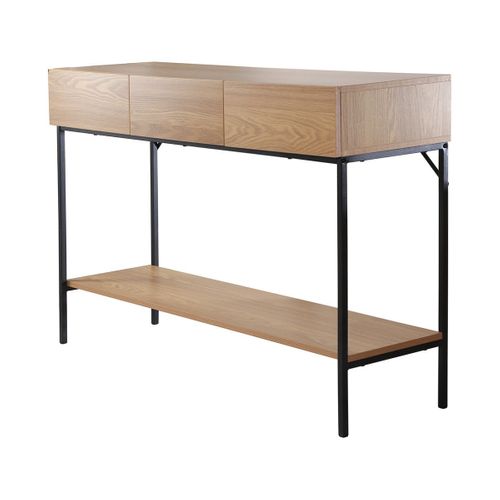 Console Avec 1 Tablette Inférieure Effet Bois Et Métal Noir L120 Cm
