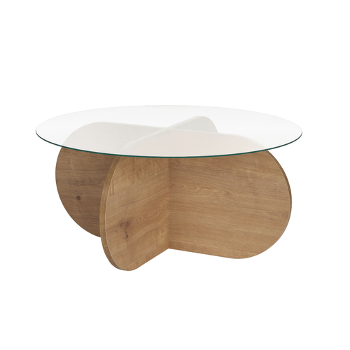 Table Basse Pieds Croisés Et Plateau En Verre D75 Cm