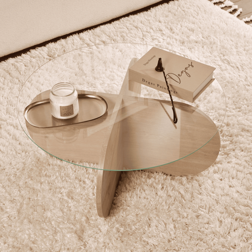 Table Basse Pieds Croisés Et Plateau En Verre D75 Cm