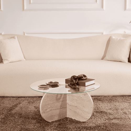 Table Basse Pieds Croisés Et Plateau En Verre D75 Cm