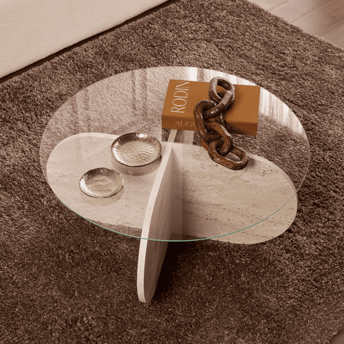 Table Basse Pieds Croisés Et Plateau En Verre D75 Cm