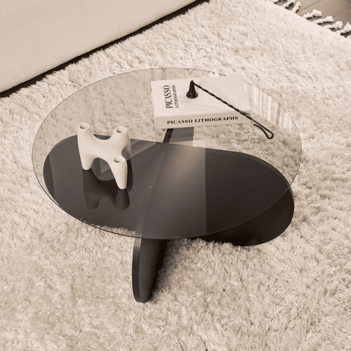 Table Basse Pieds Croisés Et Plateau En Verre D75 Cm