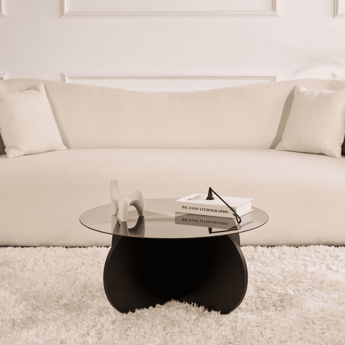 Table Basse Pieds Croisés Et Plateau En Verre D75 Cm