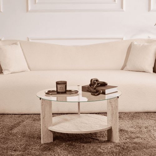 Table Basse 2 Plateaux 1 En Verre Trempé D75 Cm