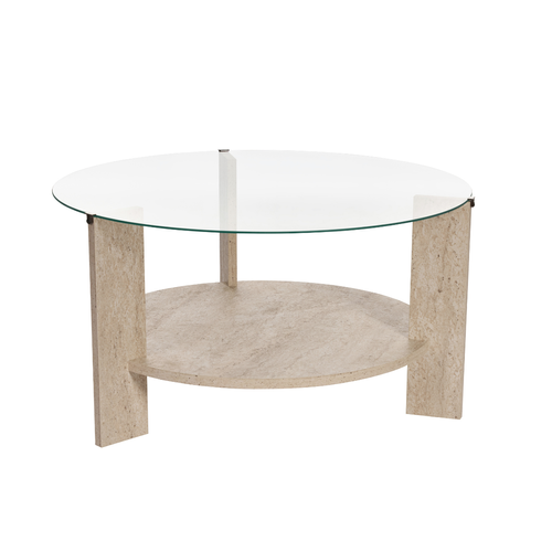 Table Basse 2 Plateaux 1 En Verre Trempé D75 Cm