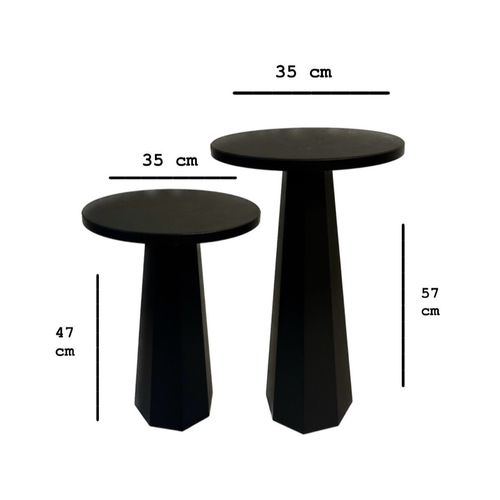 Lot De 2 Tables Basses Rondes H47-h57 Cm