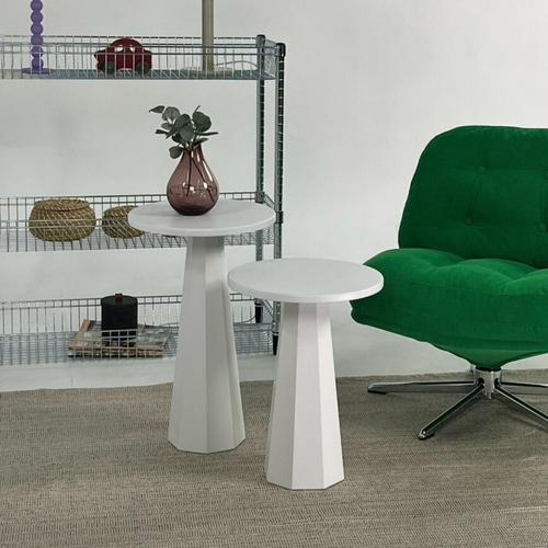 Lot De 2 Tables Basses Rondes H47-h57 Cm