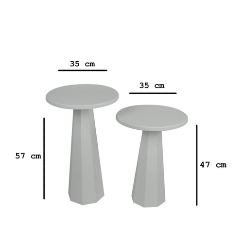 Lot De 2 Tables Basses Rondes H47-h57 Cm