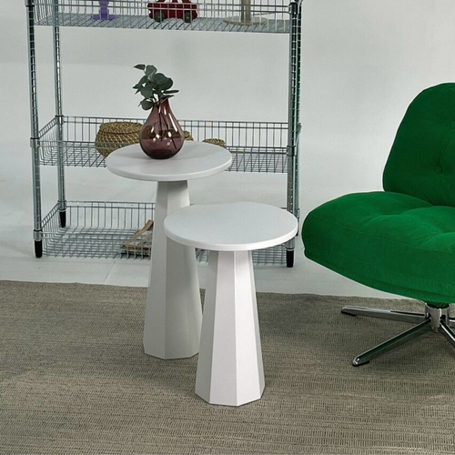 Lot De 2 Tables Basses Rondes H47-h57 Cm