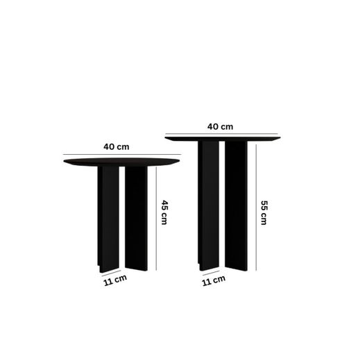 Lot De 2 Tables Basses Rondes H45-55 Cm