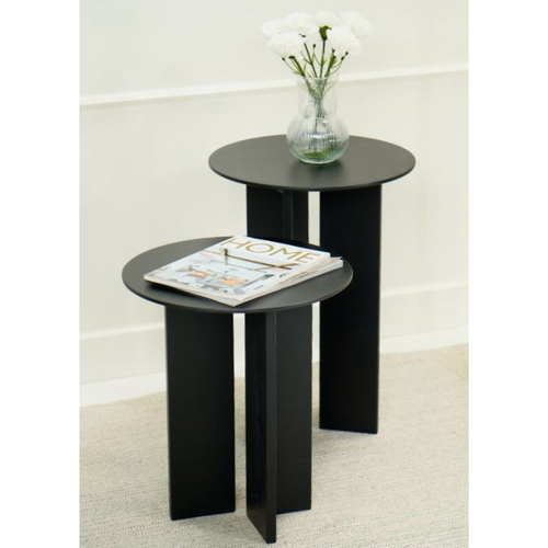 Lot De 2 Tables Basses Rondes H45-55 Cm