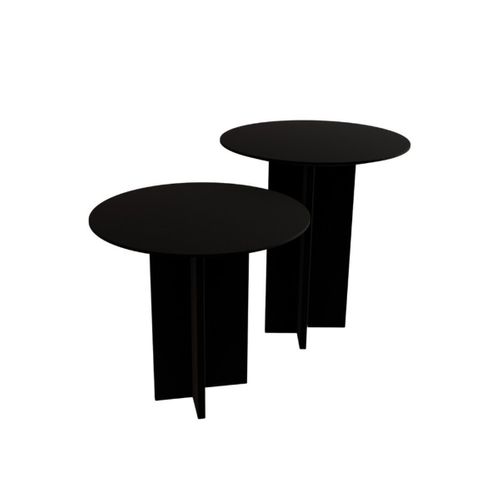 Lot De 2 Tables Basses Rondes H45-55 Cm