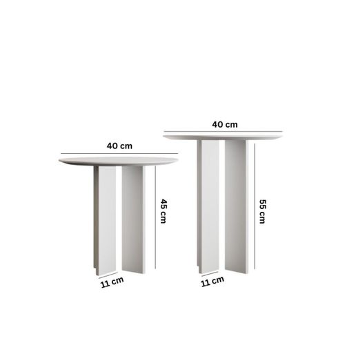 Lot De 2 Tables Basses Rondes H45-55 Cm