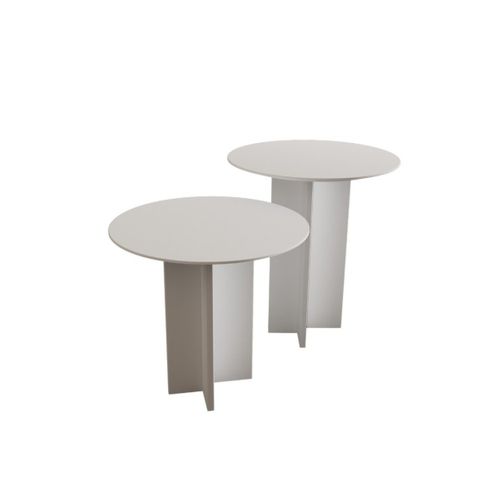 Lot De 2 Tables Basses Rondes H45-55 Cm