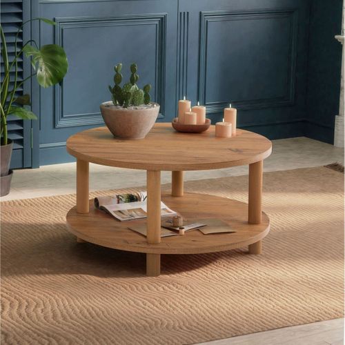 Table Basse Ronde 2 Niveaux D70 Cm