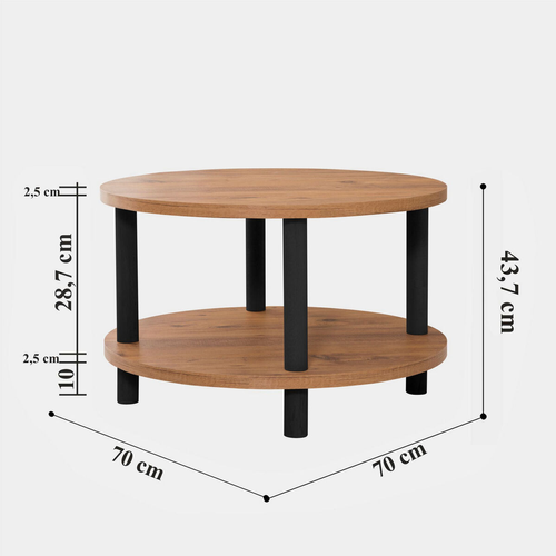 Table Basse Ronde 2 Niveaux D70 Cm
