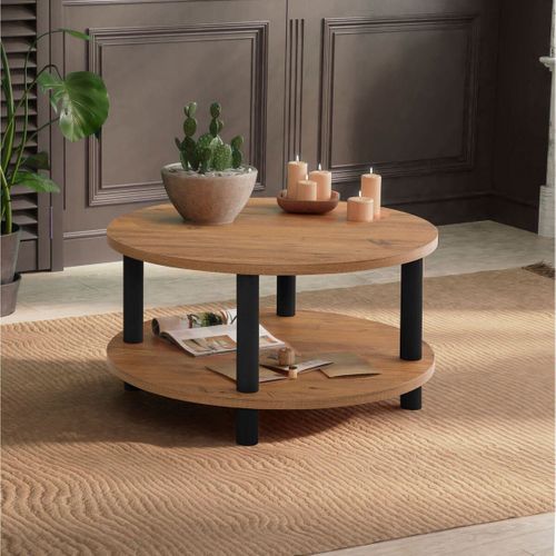 Table Basse Ronde 2 Niveaux D70 Cm
