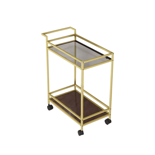 Desserte En Métal Doré Et Verre H80 Cm