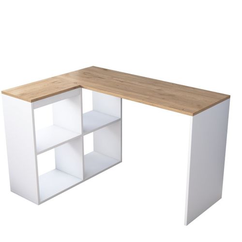 Bureau D'angle Décor Chêne Et Blanc L120 Cm