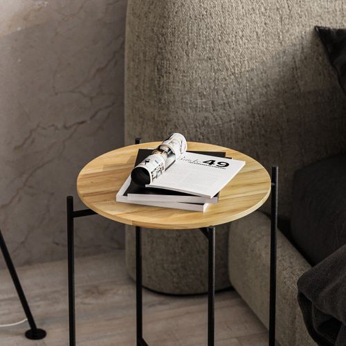 Bout De Canapé Avec Plateau Rond En Métal H56 Cm