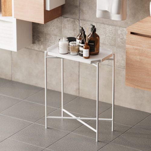 Bout De Canapé Avec Plateau à Rebord Rectangulaire H56 Cm