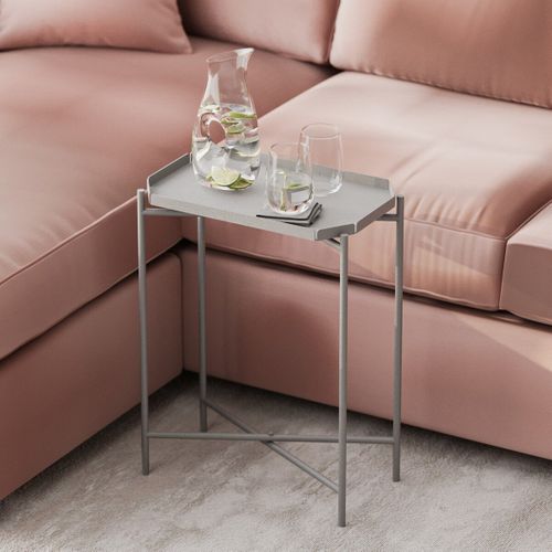 Bout De Canapé Avec Plateau à Rebord Rectangulaire H56 Cm