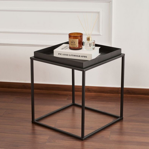 Bout De Canapé Carré Avec Plateau à Rebords H52 Cm