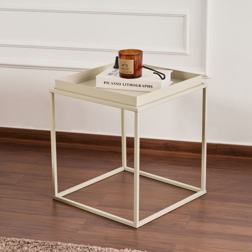 Bout De Canapé Carré Avec Plateau à Rebords H52 Cm