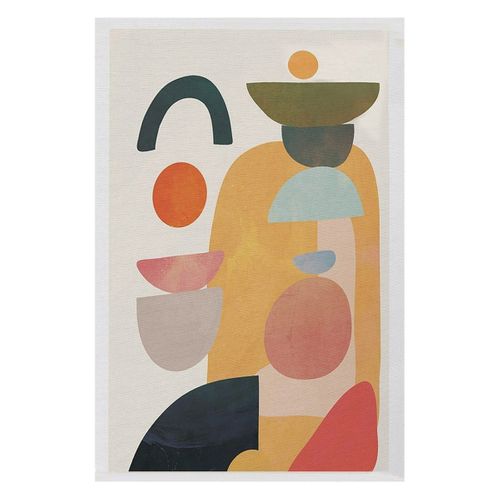 Tapis Rectangulaire Écru à Motifs Géométriques