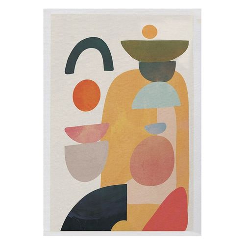 Tapis Rectangulaire Écru à Motifs Géométriques