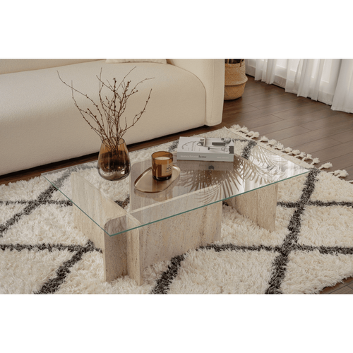 Table Basse Avec Plateau En Verre L105 Cm