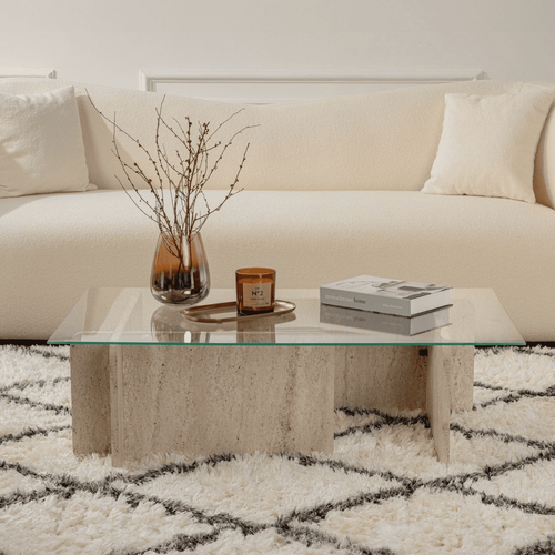 Table Basse Avec Plateau En Verre L105 Cm